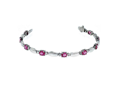 Silver Plated Pink and CZ Studded Womens Bracelet